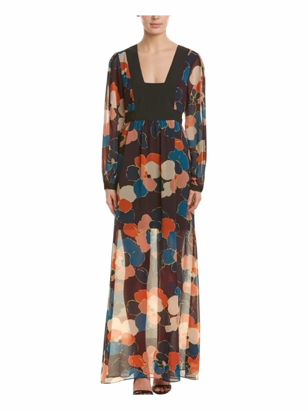BCBGeneration Bohemian Floral Long Sleeve Maxi Dress
